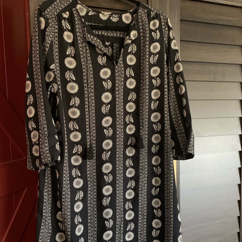 Black & Beige Printed Dress